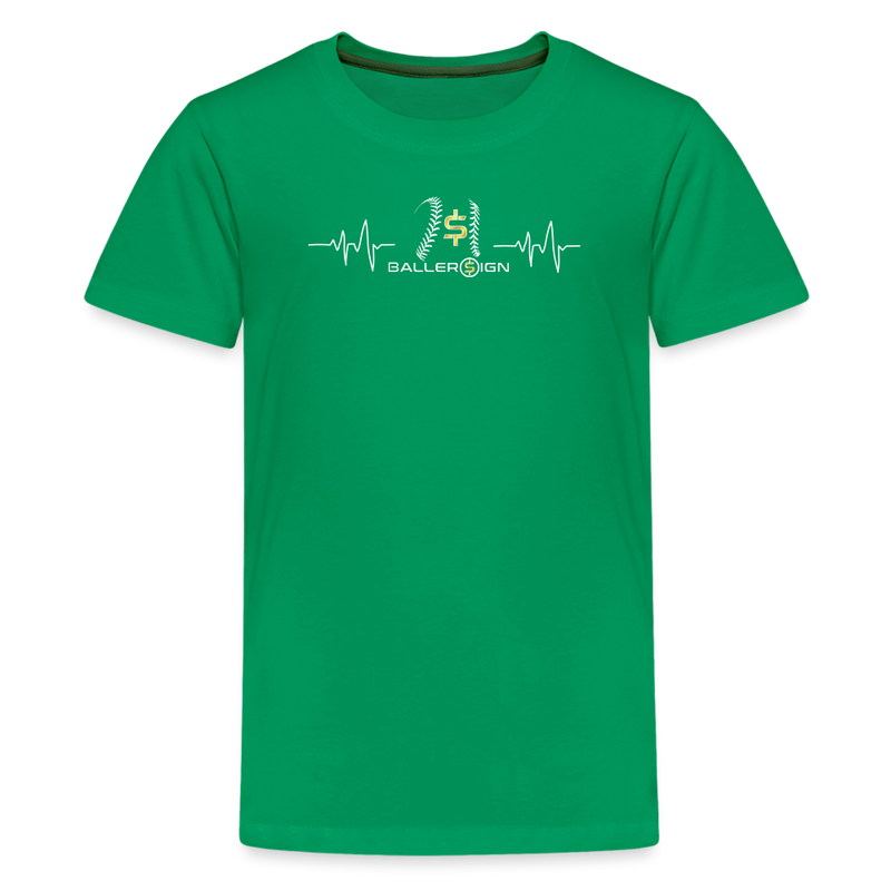 Kids' Premium T-Shirt / Baseball / Softball Heart beat - kelly green