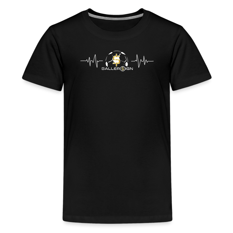 Kids' Premium T-Shirt / Soccer heart beat - black