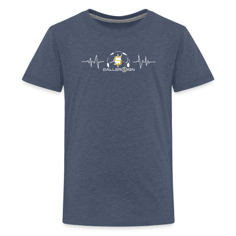 Kids' Premium T-Shirt / Soccer heart beat - heather blue