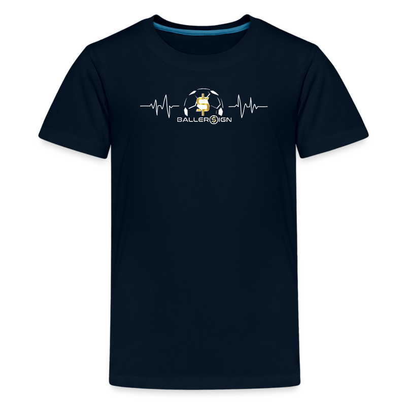 Kids' Premium T-Shirt / Soccer heart beat - deep navy