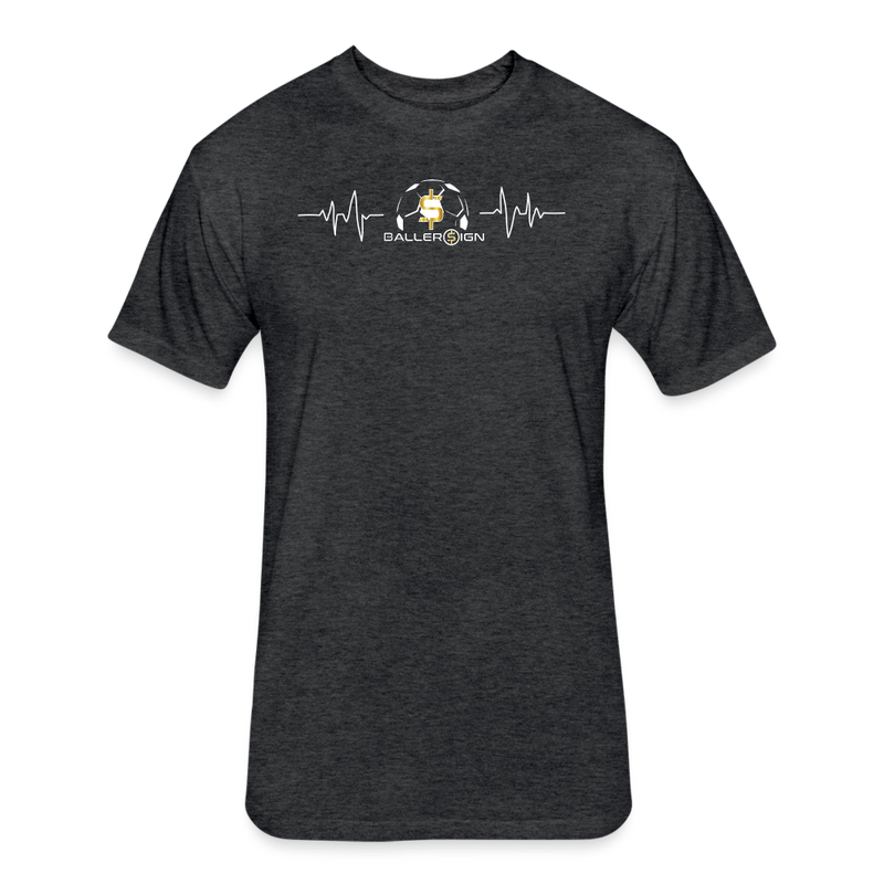 Fitted Unisex Cotton/Poly T-Shirt / Soccer heart beat - heather black