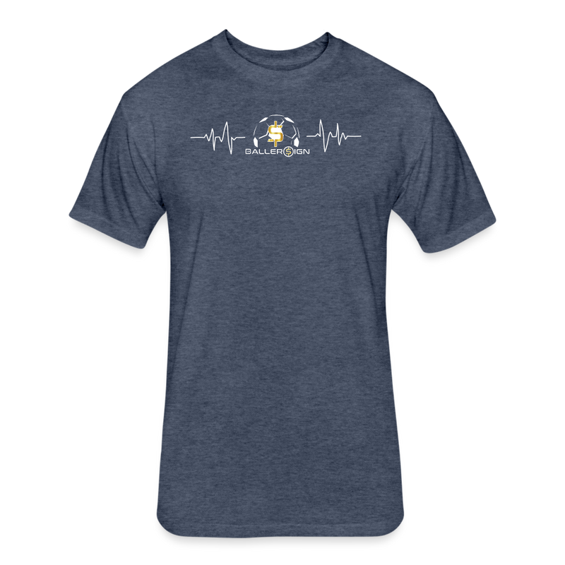 Fitted Unisex Cotton/Poly T-Shirt / Soccer heart beat - heather navy