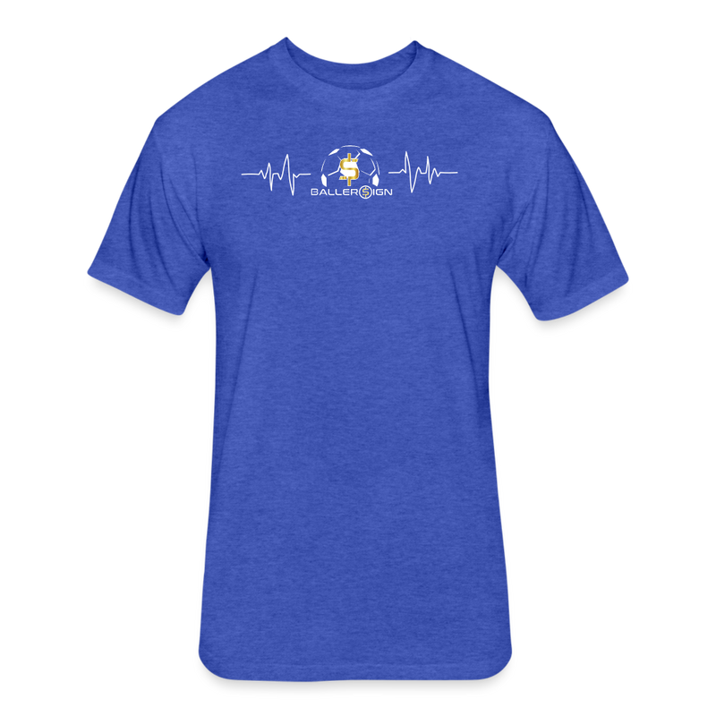 Fitted Unisex Cotton/Poly T-Shirt / Soccer heart beat - heather royal