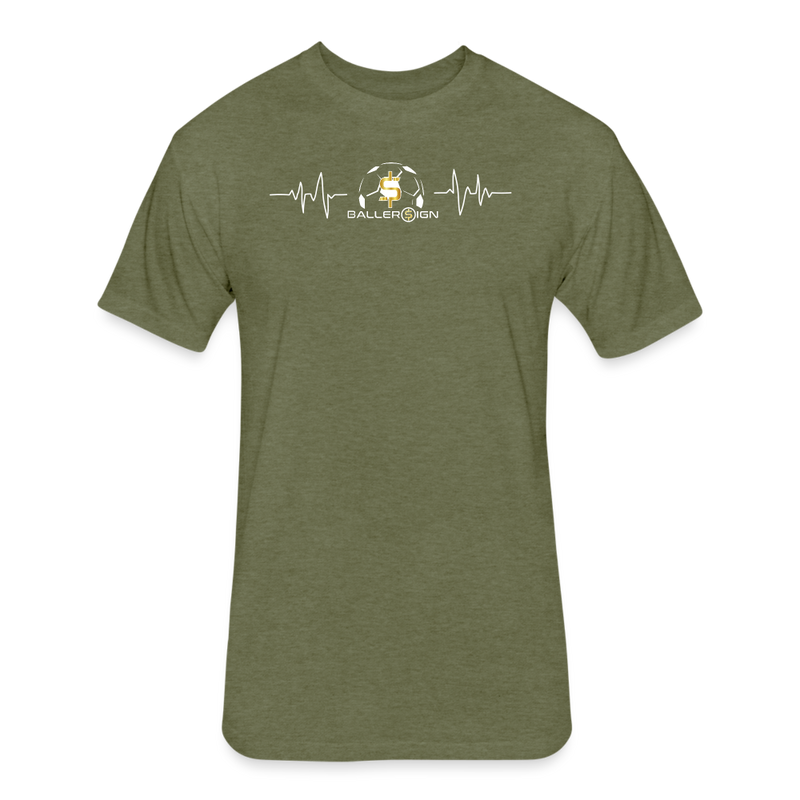 Fitted Unisex Cotton/Poly T-Shirt / Soccer heart beat - heather military green