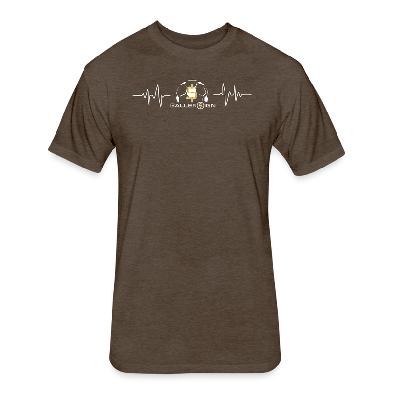 Fitted Unisex Cotton/Poly T-Shirt / Soccer heart beat - heather espresso