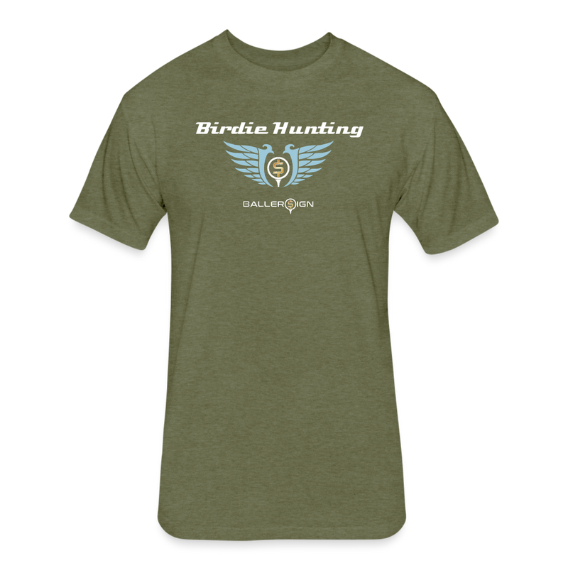 Fitted Unisex Cotton/Poly T-Shirt / Golf Birdie Hunting - heather military green