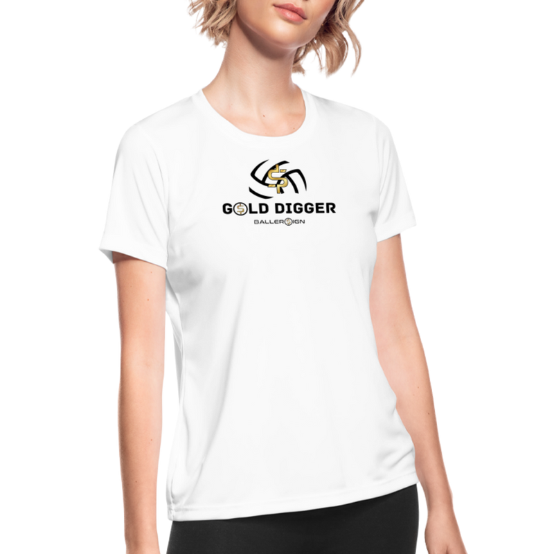 Women's Moisture Wicking Performance T-Shirt - Gold Digger Volleyball - white