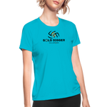 Women's Moisture Wicking Performance T-Shirt - Gold Digger Volleyball - turquoise