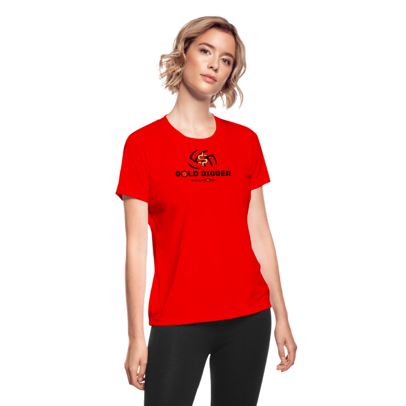 Women's Moisture Wicking Performance T-Shirt - Gold Digger Volleyball - red